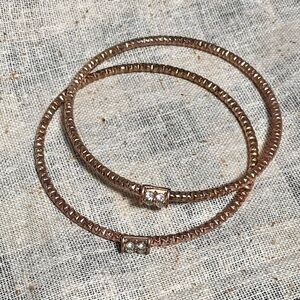 Vtg 60s stunning copper and rhinestone bracelet set